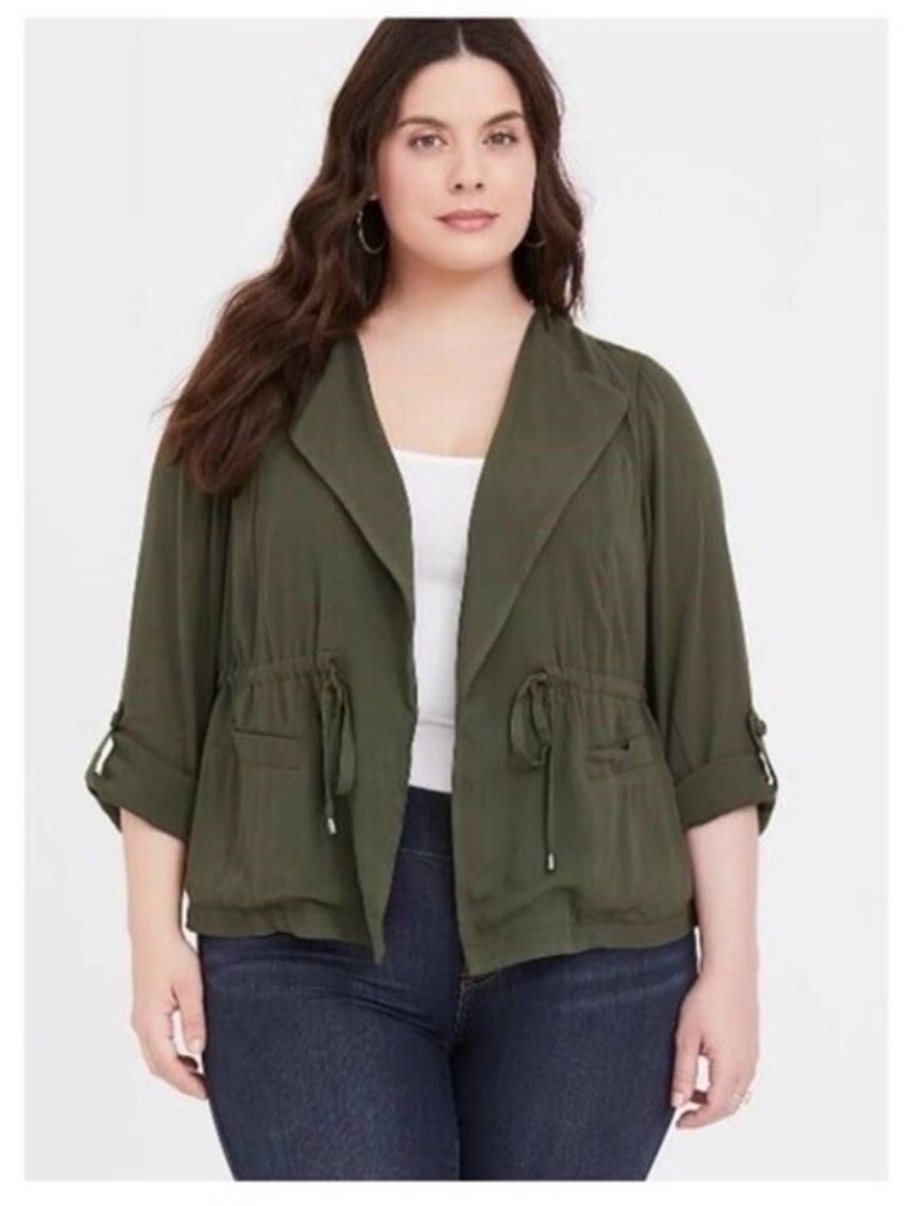 Torrid Olive Utility Drawstring Jacket